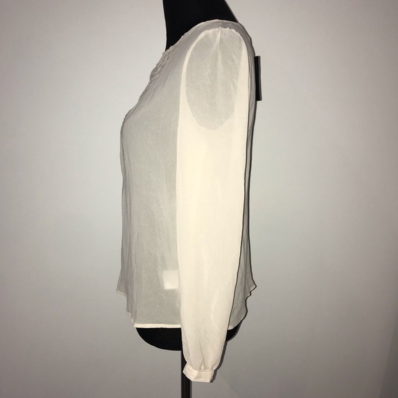 UO Pins & Needles Sheer Ivory Blouse - Picture 3 of 6
